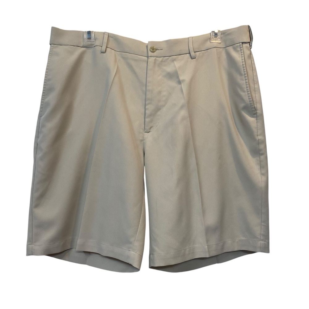 Grand Slam Men's size 40 Performance Golf Flat-Front Shorts in Khaki Stretch